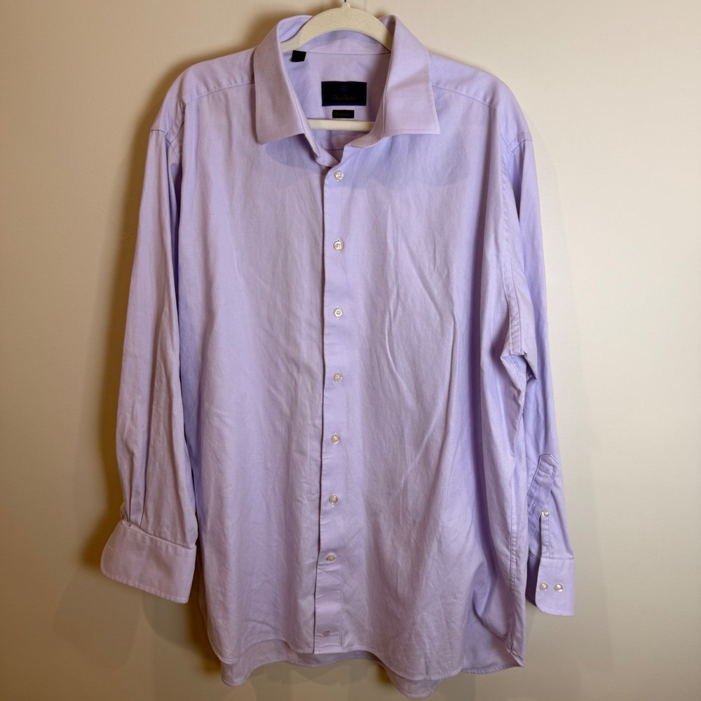 Mens Purple David Donahue Dress Shirt Button Down Long Sleeve Career Office - Picture 5 of 10